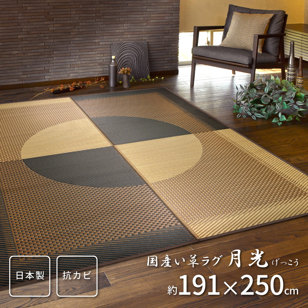 国産い草ラグ(裏貼り) 月光 191×250cm カラー マルチカラー