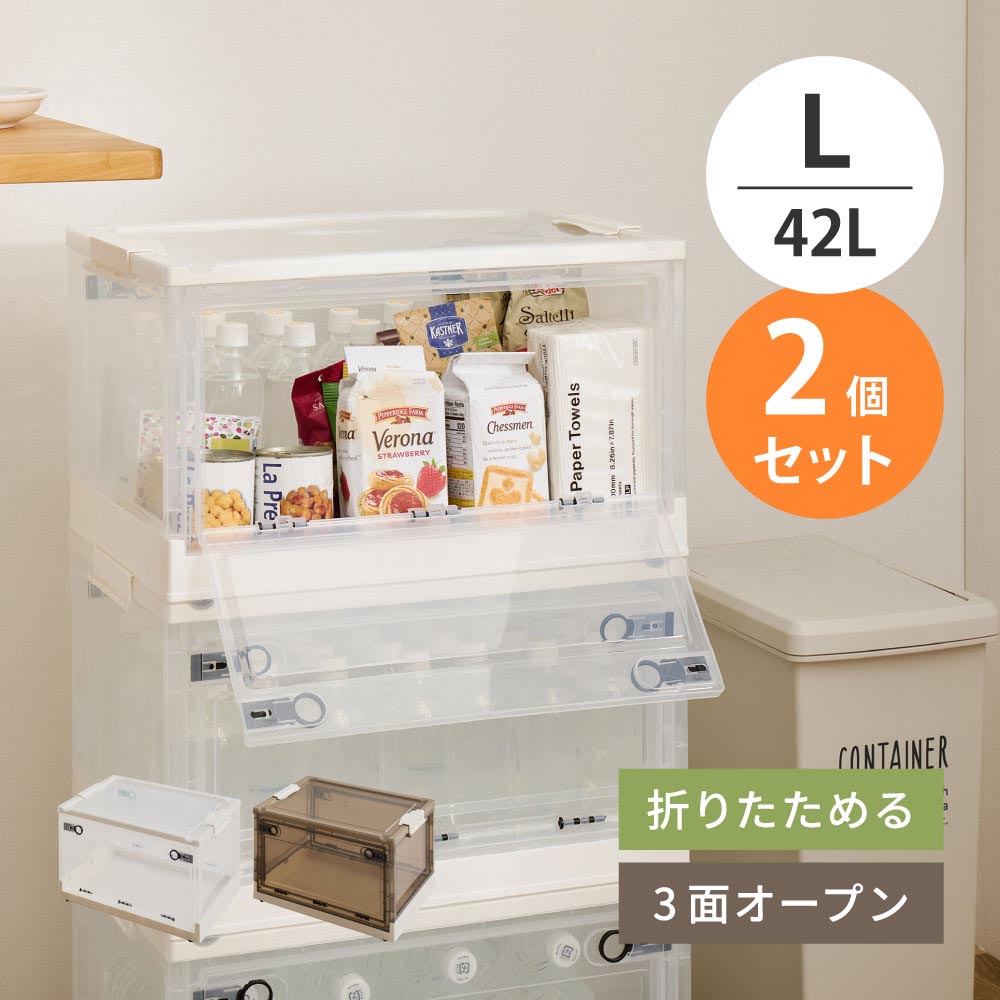 【2個セット】収納ボックス　PS100　L（42L） カラー スモーク