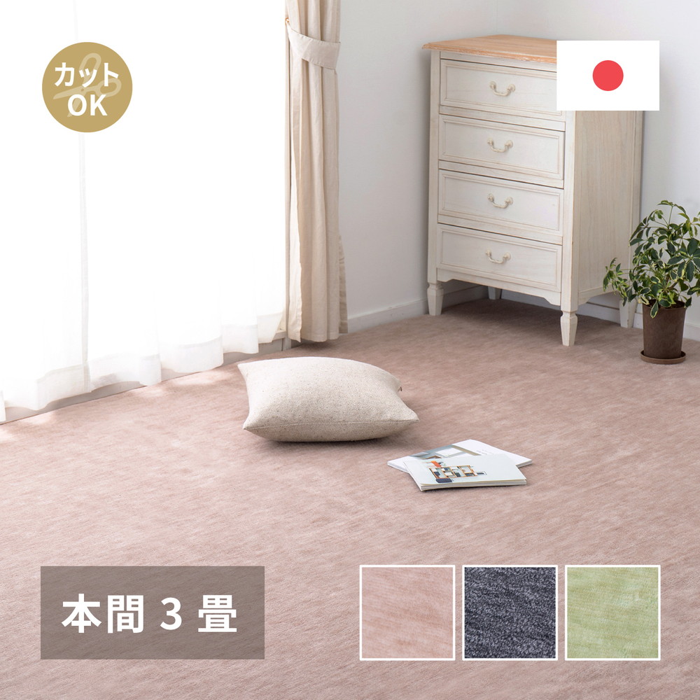 ペットにやさしい平織カーペット　ラウム　本間3帖 191×286cm カラー ブラック